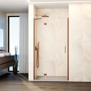 Resguardo de duche glass 119.5-125cm - fixo 40cm + porta 80cm - cobre