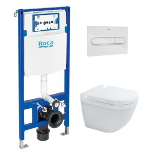 Pack cisterna roca duplo one + pl7 dual branco mate + wc starck 3 rimless