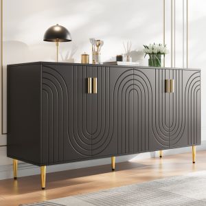 Aparador moderno preto mdf 75x152x40cm