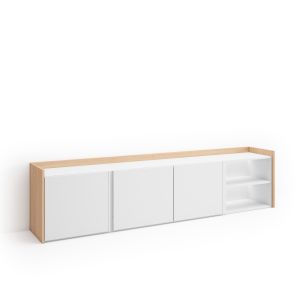Móvel de tv, 207x35x50cm, branco e carvalho soft, LED rf4829
