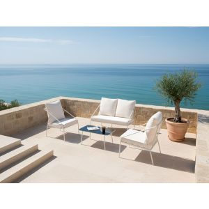 Conjunto de jardim com mesa 4 lugares ustica metal branco