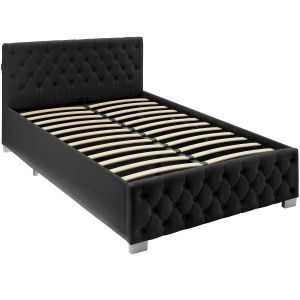 Cama tapizada com LED e estrado abatible, 250 kg, 120 x 200 cm, preto