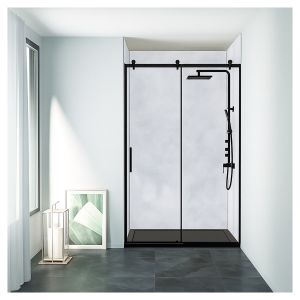 Kit instalação painéis murais em nicho paloma betão 120cm  - perfil preto