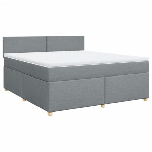 vidaXL cama box spring con colchón tela gris claro 180x200 cm