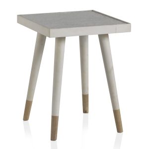Mesa lateral de madeira branca, 41x41x53cm