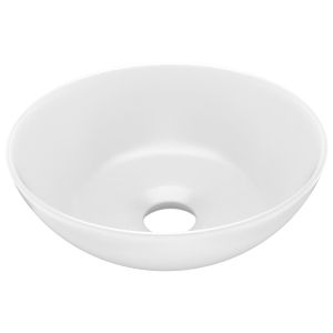 Lavatório de casa de banho redondo cerâmica branco mate