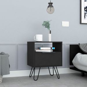 Mesa de cabeceira augusta com 2 prateleiras , 56.4 cm x 45 cm x 34.8 cm
