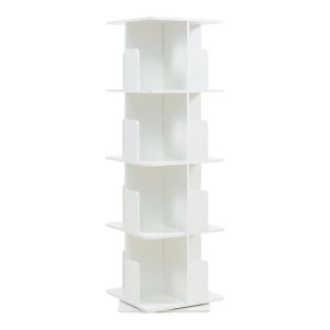 Estante giratória talöpintaa 4 níveis mdf 129x40x40 cm branco [en.casa]