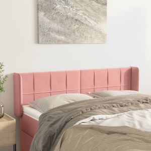 Cabeceira de cama c/ abas veludo 147x16x78/88 cm rosa ptob2569