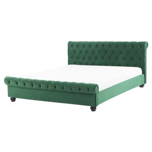 Cama veludo avallon 160 x 200 cm verde esmeralda