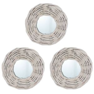 vidaXL espejos 3 unidades mimbre blanco 15 cm