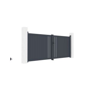 Pack portão giratório 3,5m h.140cm giona + 2 postes eifel alt.166cm cinza
