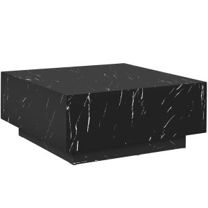 Tectake mesa de centro, mdf aspeto marmol, carga 45 kg, 80x80x35 cm, preto