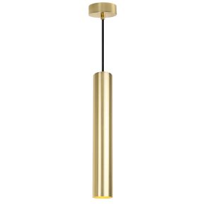 Luminária pendente dourado tubo minimalista gu10, 40cm ajustável