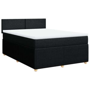 vidaXL cama box spring con colchón tela negro 140x190 cm