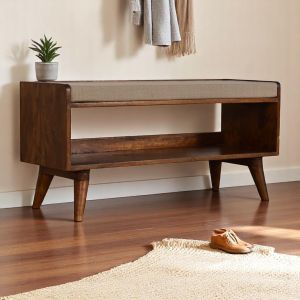 Artisan furniture banco nórdico estofado com arrumação, castanho