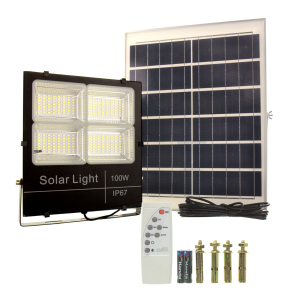 Projetor solar LED 100w painel separado bateria de lítio 224 LEDs