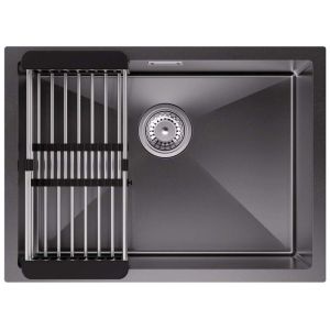 Pia de cozinha - cecipa max - 60x44cm - inox - cinza escuro - cesto escorre