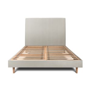 Cama de 135x190 cm com cabeceira estofada - tecido de veludo - taupe