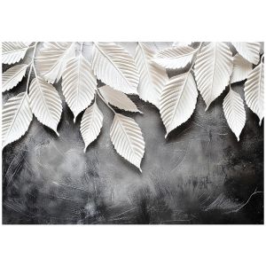Papel de parede com folhas modernas 350x250 fotomurais quarto