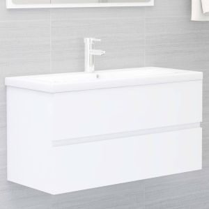 Armário lavatório c/lavatório embutido derivados madeira branco pt6229