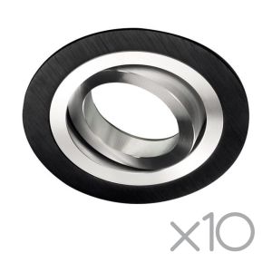 Pack 10 foco embutido regulável classic redondo preto e alumínio wonderlamp