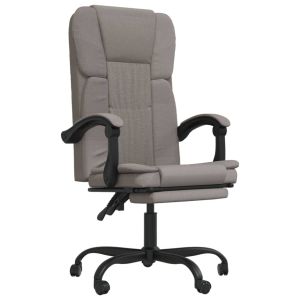 vidaXL silla de oficina reclinable de tela gris taupé