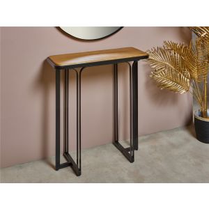 Mesa de consola emere com acabamento imitando madeira, 75x30x78 cm.