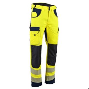 Calça de alta visibilidade reforçada defense com bolsos para joelheiras - t