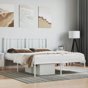 Cama com cabeceira 140x190 cm metal branco pt8281