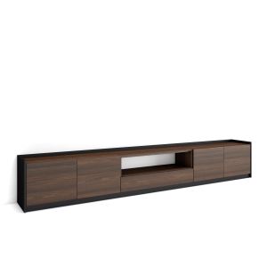 Móvel de tv, 310x37x50cm, carvalho escuro e preto rf4302