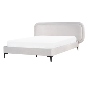 Cama veludo suzette 140 x 200 cm cinzento claro