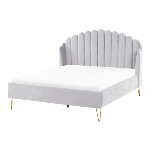 Cama veludo ambillou 140 x 200 cm cinzento claro