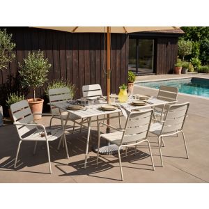 Conjunto de refeição de jardim 6 lugares terenzo metal creme claro