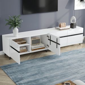Móvel de tv branco alto brilho 4 portas 49x180x40cm