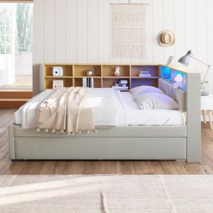 Sofá cama convertible com sommier 140x200cm cinza