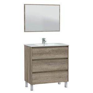 Móvel de banheiro devin 3 gavetas com espelho, sem pia, nordik color