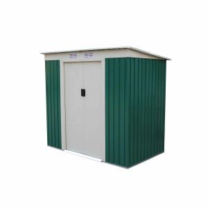 Abrigo de jardim em metal 121x201x176 cm (2,43 m²) buckingham verde