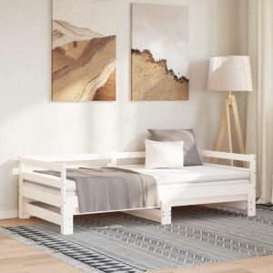 Estrutura sofá-cama de puxar 2x(90x200) cm pinho maciço branco pt8854