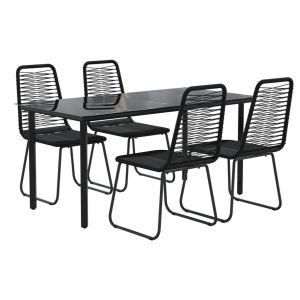 vidaXL juego de comedor para jardín 5 piezas negro