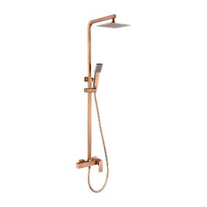 Conjunto chuveiro monocomando pisa ouro rosa escovado-imex