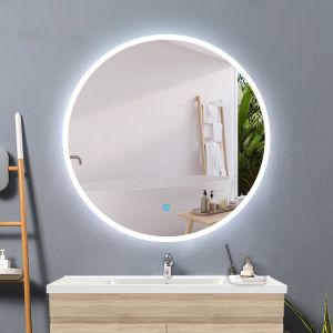 Aica espejo redondo de baño LED 70cm,antivaho,interruptor táctil