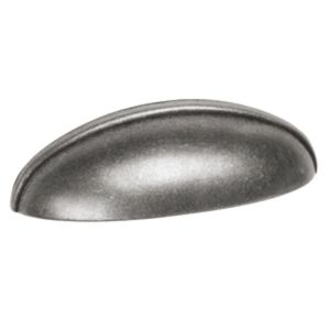 Puxador de copo 64mm prata envelhecida, lote de 24