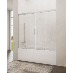 Resguardo banheira 2fixos + 2 deslizante basic 162-172cm transparente cromo