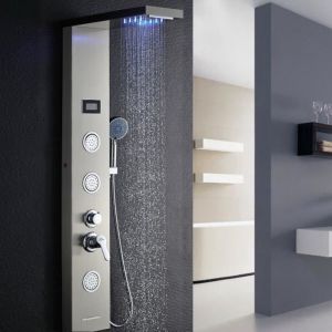 Coluna de duche de hidromassagem em aço inoxidável painel de duche de 5 fun