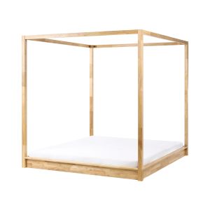 Cama com dossel madeira herliere 180 x 200 cm castanho claro