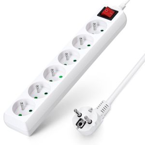 Aigostar regleta extensora de 6 tomadas, proteção infantil, 1,5 metros