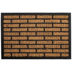 Capacho de fibra e borracha marrom 60x40x0,7