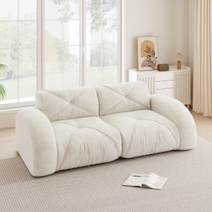 Sofá modular 2 lugares em chenille bege claro sem montagem