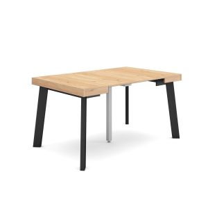 Mesa extensível, 140x90x73cm, carvalho e preto, pés de madeira rf3032